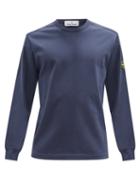 Matchesfashion.com Stone Island - Logo-patch Garment-dyed Cotton-jersey Sweatshirt - Mens - Blue