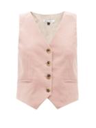 Ladies Rtw Bella Freud - Chrissie V-neck Cotton-corduroy Waistcoat - Womens - Light Pink