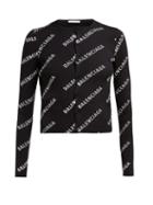 Matchesfashion.com Balenciaga - Logo Print Ribbed Cardigan - Womens - Black White