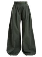 Matchesfashion.com Nili Lotan - Seville Wide Leg Stretch Cotton Trousers - Womens - Green