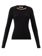 Matchesfashion.com Givenchy - Chain-embellished Wool-blend Sweater - Womens - Black