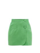 Matchesfashion.com Elzinga - Asymmetric High-rise Wool Mini Skirt - Womens - Green