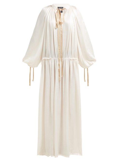 Matchesfashion.com Ann Demeulemeester - Nanette Powdry Tie Up Satin Maxi Dress - Womens - Ivory