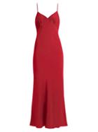 Matchesfashion.com Ryan Roche - V Neck Silk Crepe De Chine Dress - Womens - Red