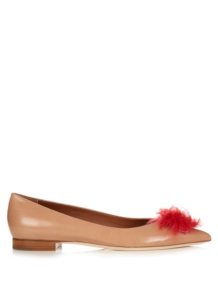 Malone Souliers Penny Cashmere-pompom Leather Pumps