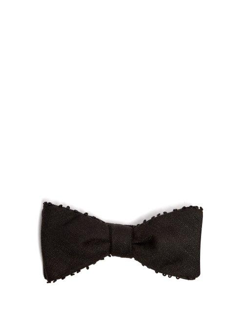 Matchesfashion.com Title Of Work - Loop Trim Silk And Linen Blend Bow Tie - Mens - Black