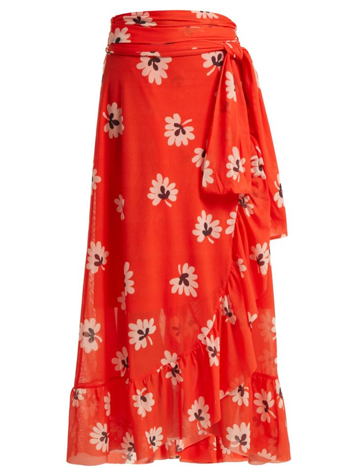 Ganni Tilden Floral-print Wrap Skirt