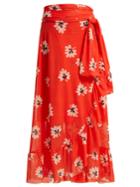 Ganni Tilden Floral-print Wrap Skirt
