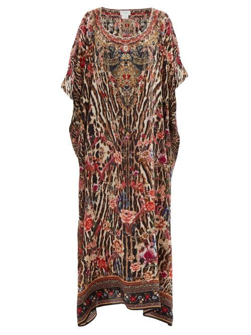 Matchesfashion.com Camilla - Liv A Little-print Silk Maxi Kaftan Dress - Womens - Animal