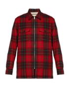 Matchesfashion.com Gucci - Tartan Logo Appliqu Wool Shirt - Mens - Black Red