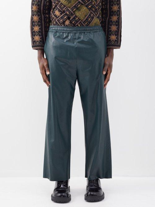Mm6 Maison Margiela - Elasticated-waist Faux-leather Trousers - Mens - Green