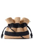 Loewe Paula's Ibiza - Flamenco Mini Raffia Clutch Bag - Womens - Black Cream