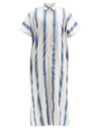 Matchesfashion.com Marrakshi Life - Striped Cotton-blend Kaftan - Mens - Blue White