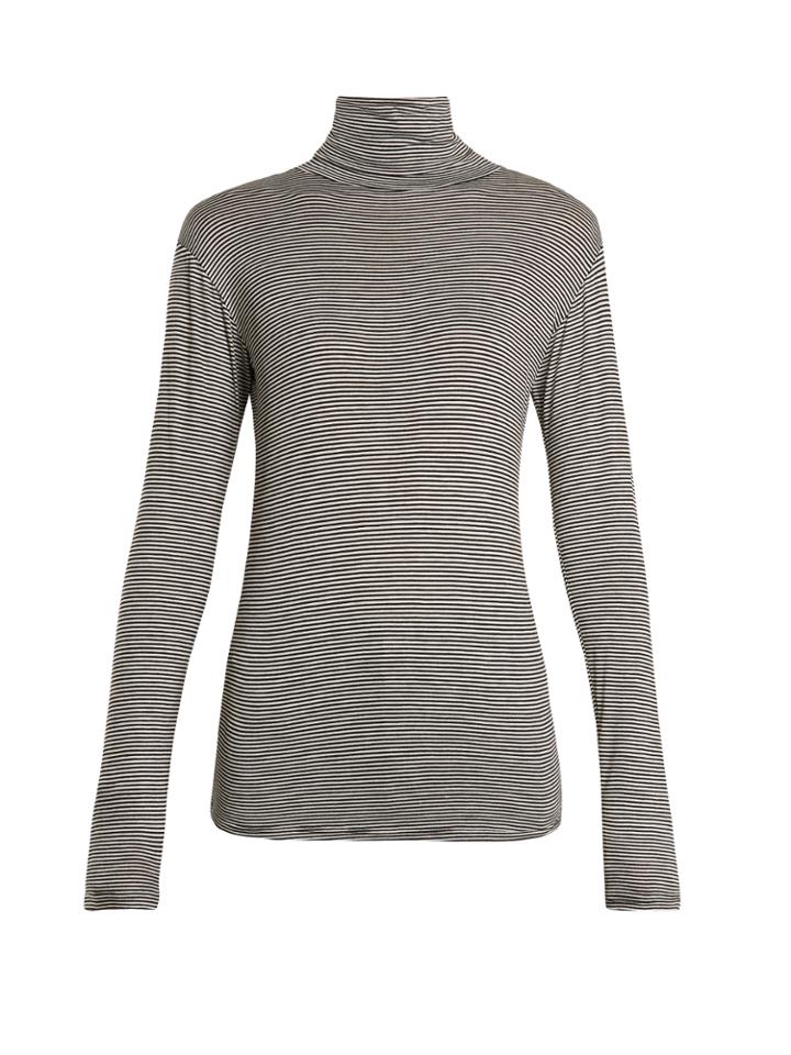 Eve Denim Alexa Roll-neck Striped Jersey Top