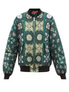 La Doublej - Suzany-print Faille Bomber Jacket - Womens - Green Multi
