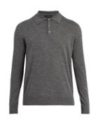 Matchesfashion.com Prada - Long Sleeve Cotton Polo Shirt - Mens - Grey