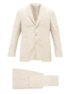 Matchesfashion.com Brunello Cucinelli - Single-breasted Linen-blend Herringbone Suit - Mens - Beige