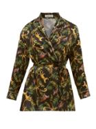 Matchesfashion.com Adriana Iglesias - Waldorf Bengal Print Silk Blend Wrap Blouse - Womens - Black Multi