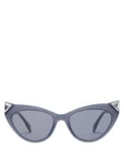 Matchesfashion.com Fendi - Crystal Embellished Cat Eye Acetate Sunglasses - Womens - Dark Grey