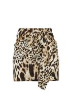 Matchesfashion.com Alexandre Vauthier - Lynx Print Silk Blend Satin Mini Skirt - Womens - Leopard