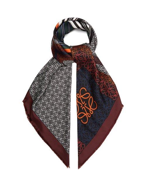 Matchesfashion.com Loewe - Striped Patchwork Silk Scarf - Womens - Multi