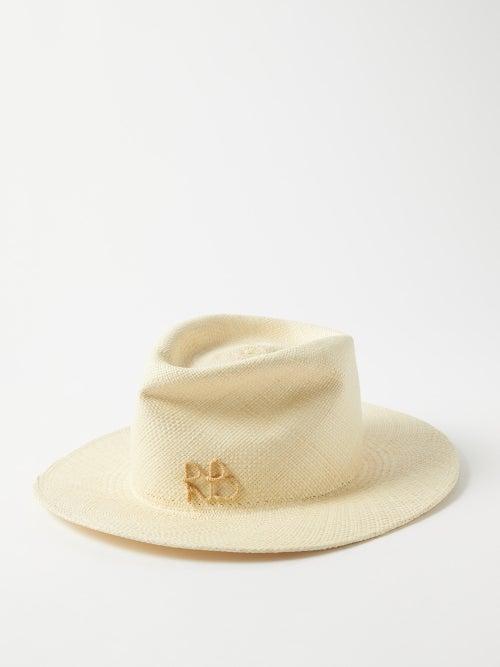 Ruslan Baginskiy - Monogram-embroidered Straw Hat - Womens - Natural
