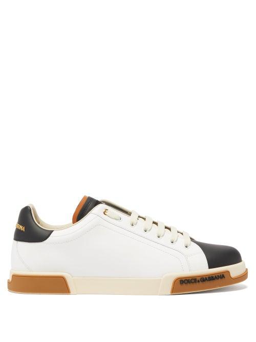 Matchesfashion.com Dolce & Gabbana - Portofino Low Top Leather Trainers - Mens - Black White