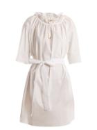 Matchesfashion.com Albus Lumen - Lola Gathered Neck Cotton Batiste Mini Dress - Womens - White