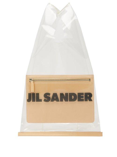 Matchesfashion.com Jil Sander - Logo Print Inner Pouch Market Bag - Womens - Clear