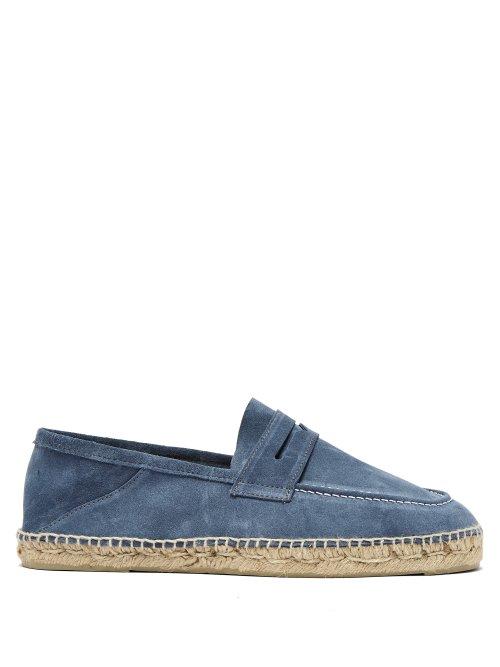 Matchesfashion.com Maneb - Hamptons Penny Loafer Suede Espadrilles - Mens - Blue