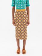 Dodo Bar Or - Ayla Side-slit Jacquard-knit Midi Skirt - Womens - Brown Multi
