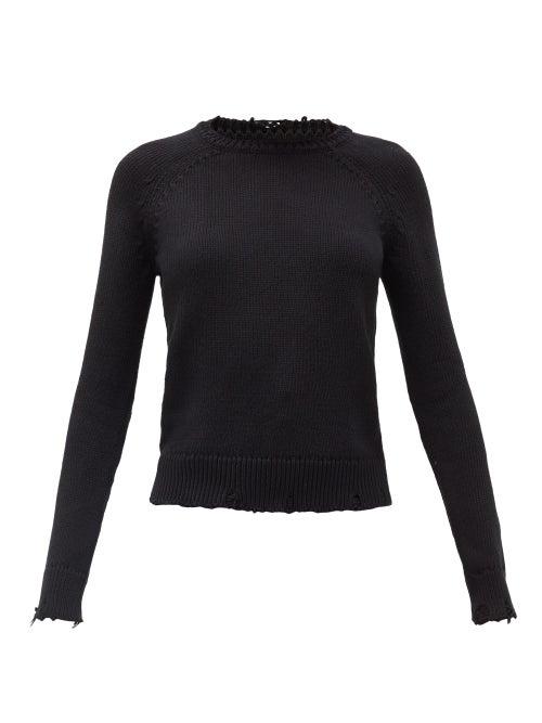 Matchesfashion.com Saint Laurent - Laddered Cotton Sweater - Womens - Black