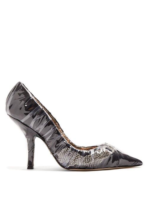 Matchesfashion.com Paciotti By Midnight - Crystal Embellished Ruched Satin Pump - Womens - Black
