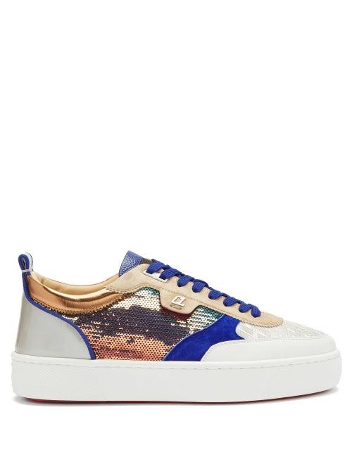 Matchesfashion.com Christian Louboutin - Happy Rui Spike-embellished Suede Trainers - Mens - Multi