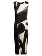 Matchesfashion.com Pleats Please Issey Miyake - Monochrome Pleated Dress - Womens - Black White