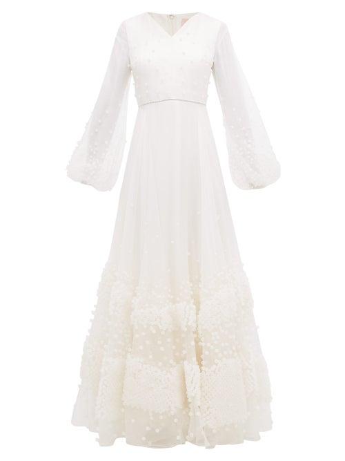 Matchesfashion.com Roksanda - Viola Bubble Appliqu Silk Organza Gown - Womens - Ivory