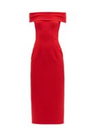 Emilia Wickstead - Charlie Off-the-shoulder Crepe Dress - Womens - Red