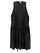 Noir Kei Ninomiya - Layered Ruffled And Pleated Wool Midi Dress - Womens - Black
