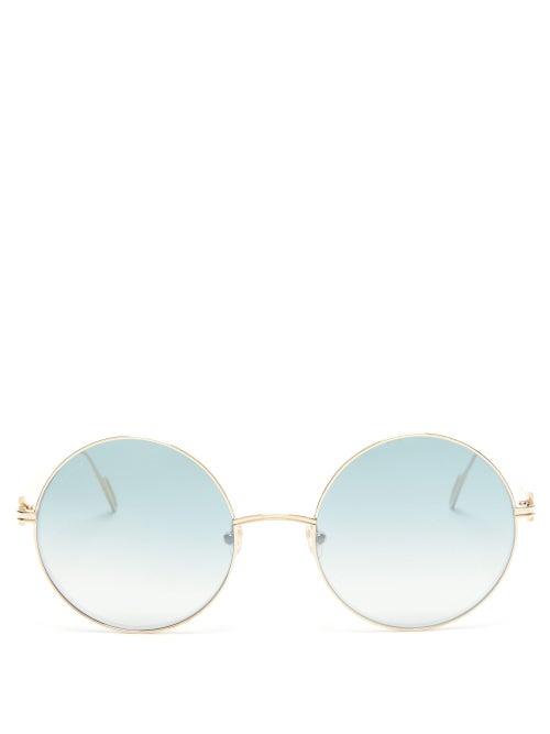 Matchesfashion.com Cartier Eyewear - Premire De Cartier Round Metal Sunglasses - Womens - Blue Silver