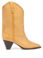 Isabel Marant - Luliete Topstitched Leather Ankle Boots - Womens - Beige