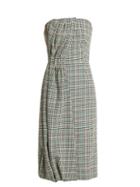 Matchesfashion.com Prada - Houndstooth Checked Wool Blend Strapless Dress - Womens - Green Multi