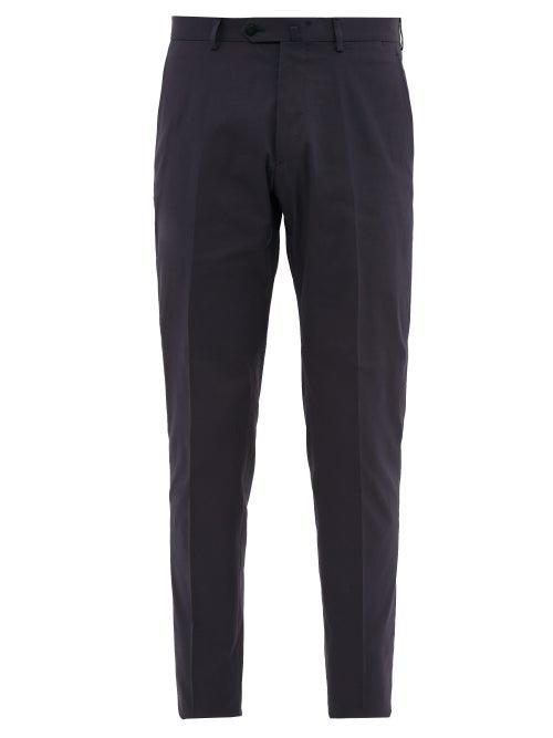Matchesfashion.com Odyssee - Combes Cotton Blend Chino Trousers - Mens - Navy