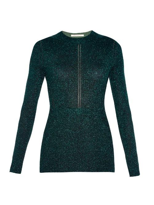 Christopher Kane Open-stitch Metallic-knit Sweater