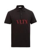 Matchesfashion.com Valentino - Vltn-logo Cotton-piqu Polo Shirt - Mens - Black