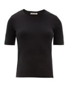 Matchesfashion.com Frances De Lourdes - Sadie Organic Cotton Scoop Neck T Shirt - Womens - Black