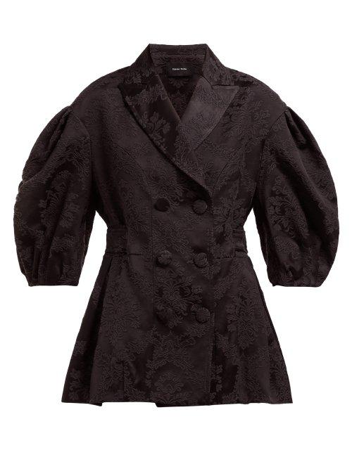 Matchesfashion.com Simone Rocha - Floral Jacquard Double Breasted Jacket - Womens - Black