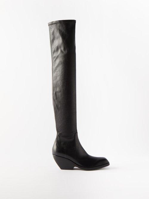 Khaite - Hooper Stretch-leather Over-the-knee Boots - Womens - Black