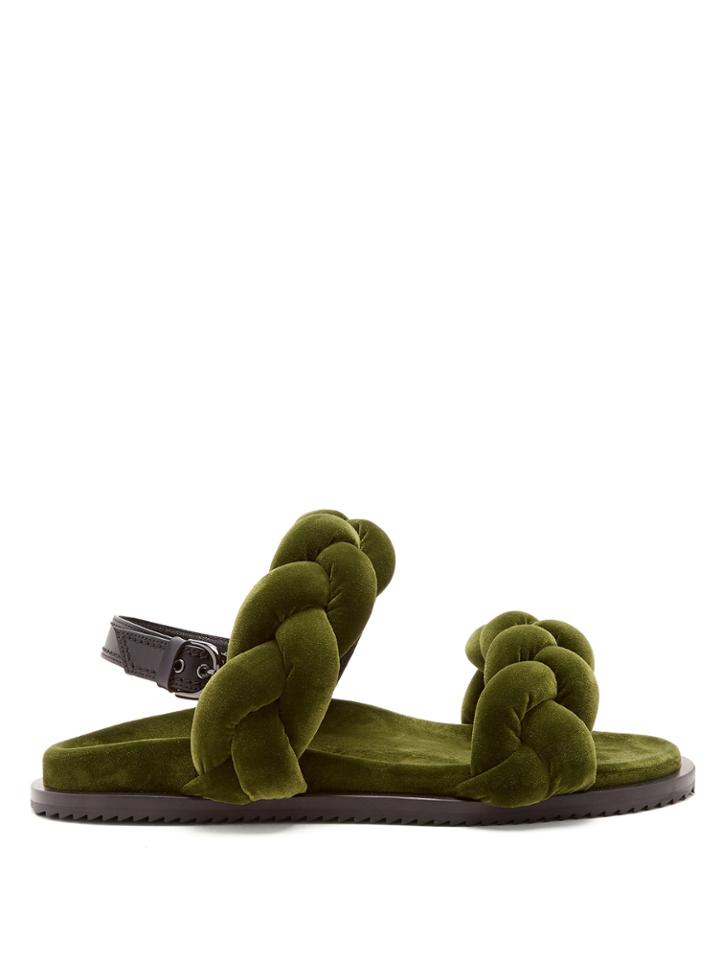 Marco De Vincenzo Plaited Velvet Slingback Sandals