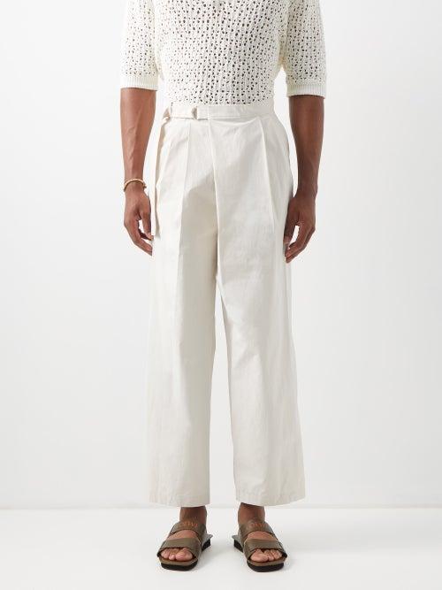 Le17septembre Homme - Pleated Cotton-blend Trousers - Mens - Cream