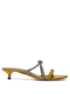 Matchesfashion.com Gray Matters - Neon Bi Colour Leather Sandals - Womens - Khaki Multi